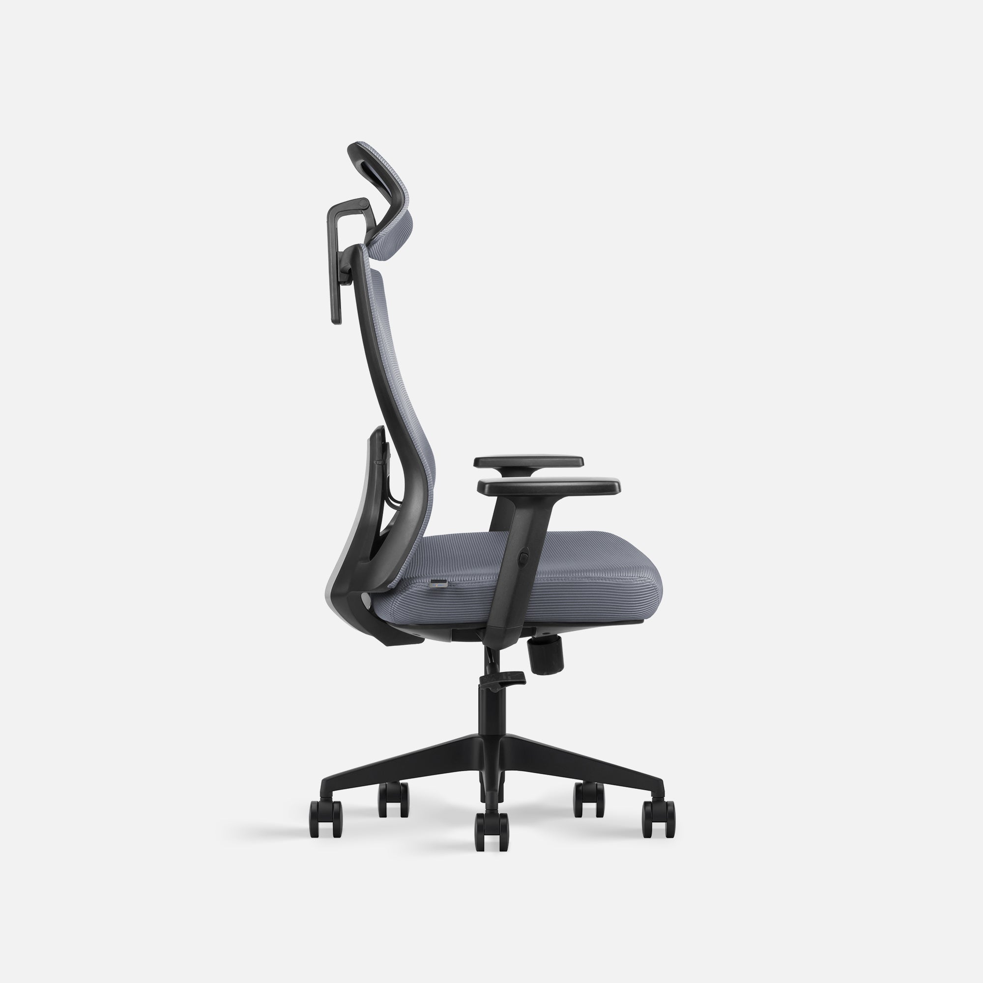 Right profile of grey office chair