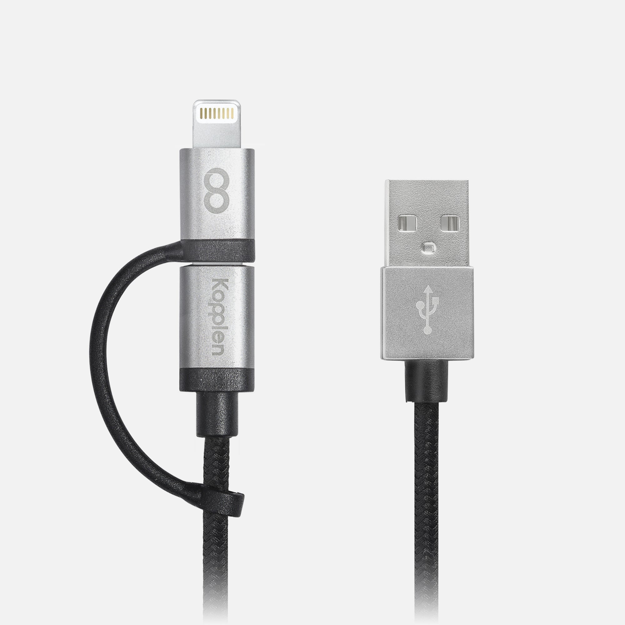 Close up of lightning connector on usb-c connector with USB-A