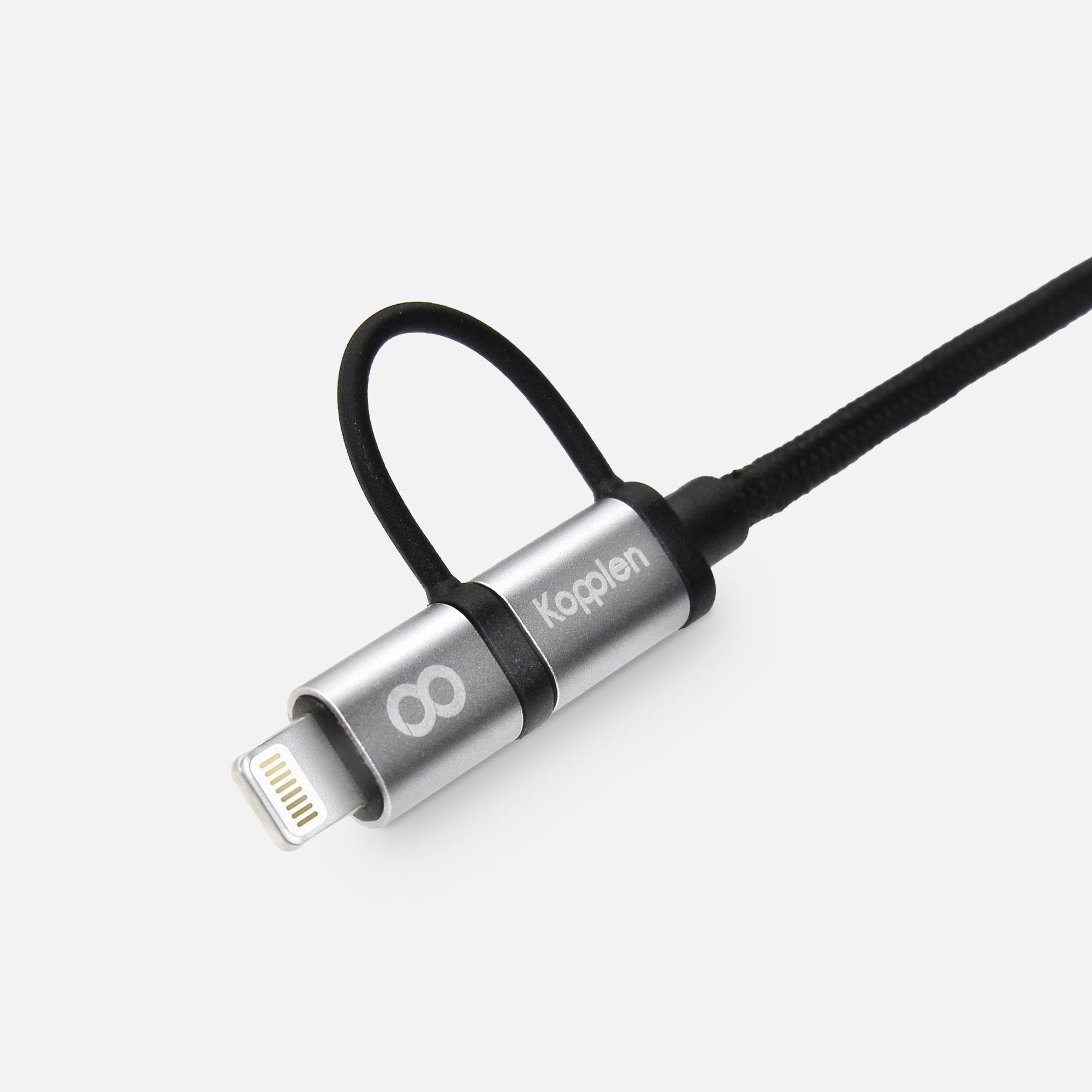 Close up of lightning connector on top of the usb-c connector