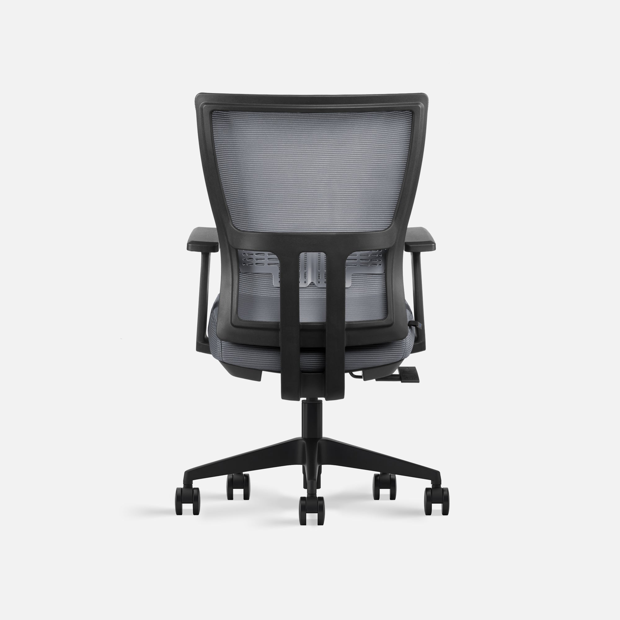 Rear of grey office chair