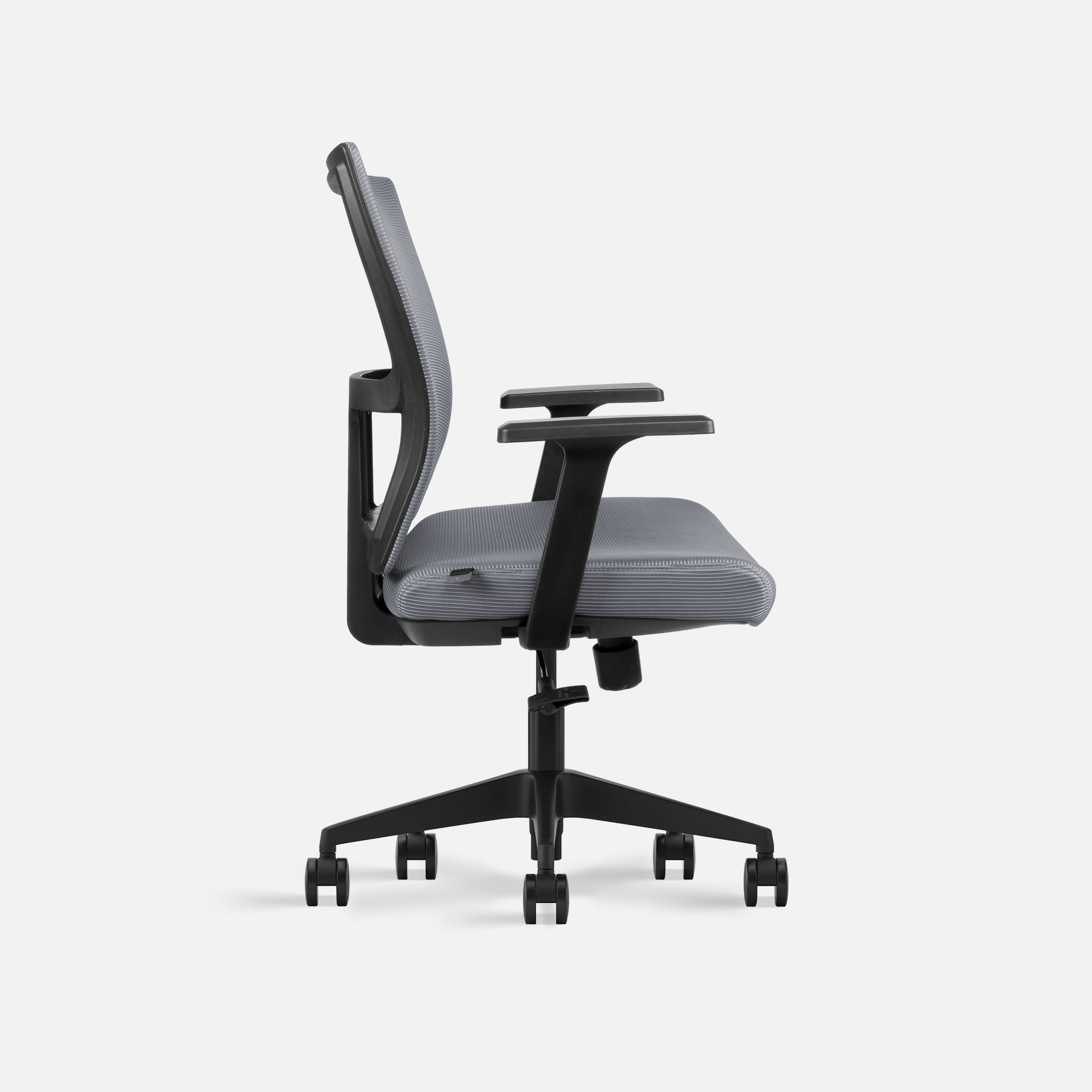 Right profile of grey office chair