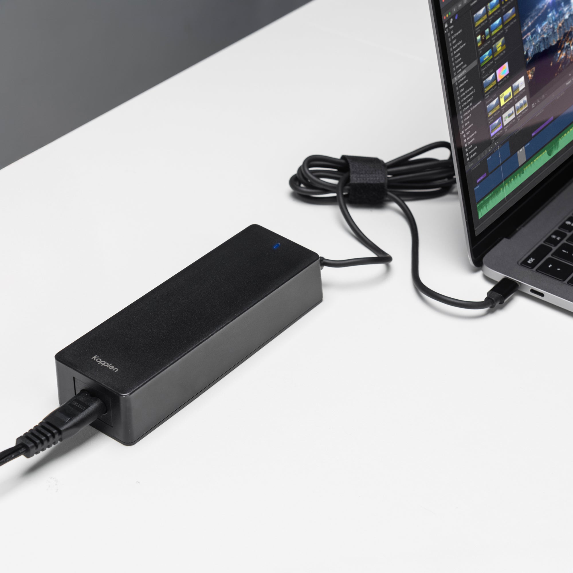 USB-C Power adapter plugged into MacBook Pro