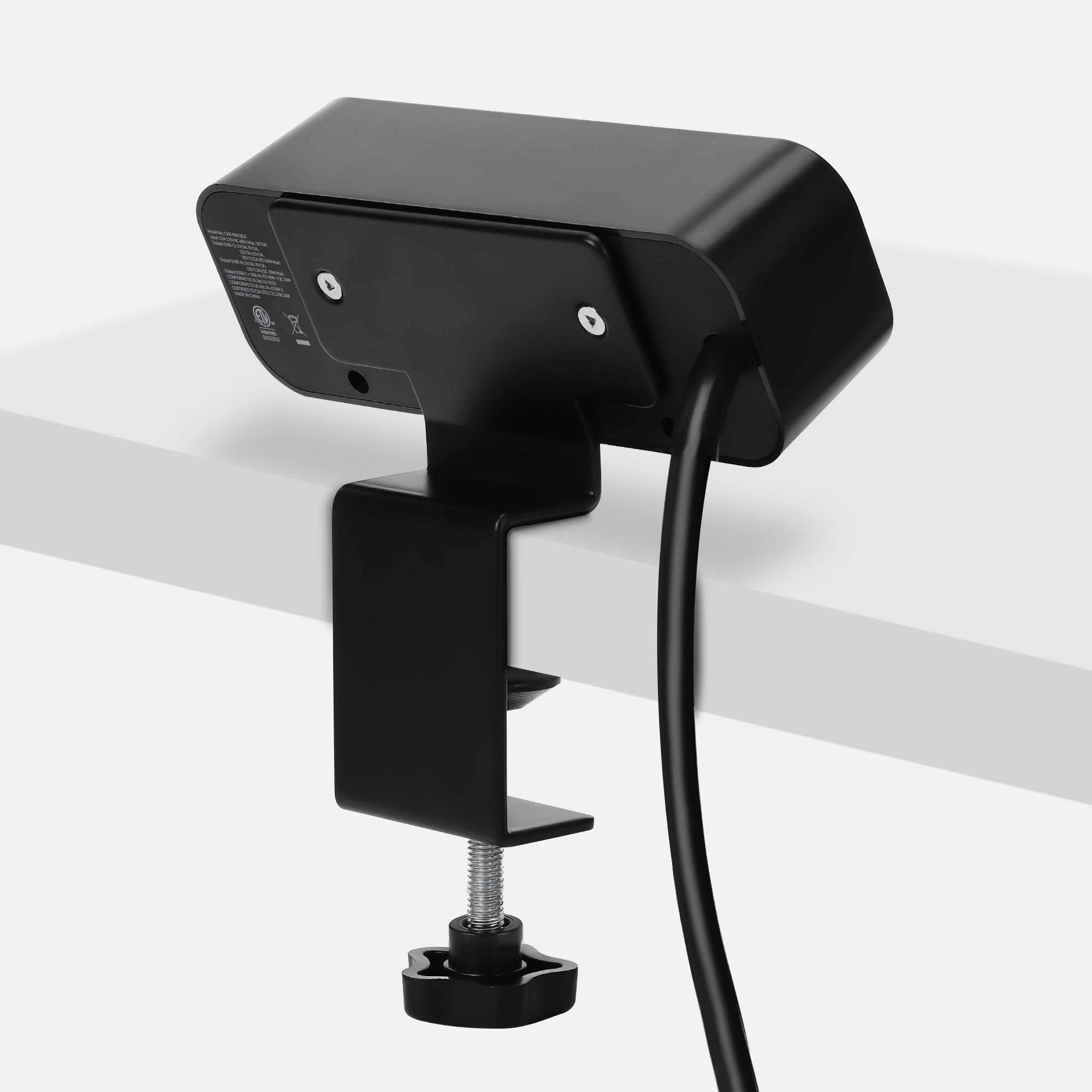 Rear of desk clamp power strip