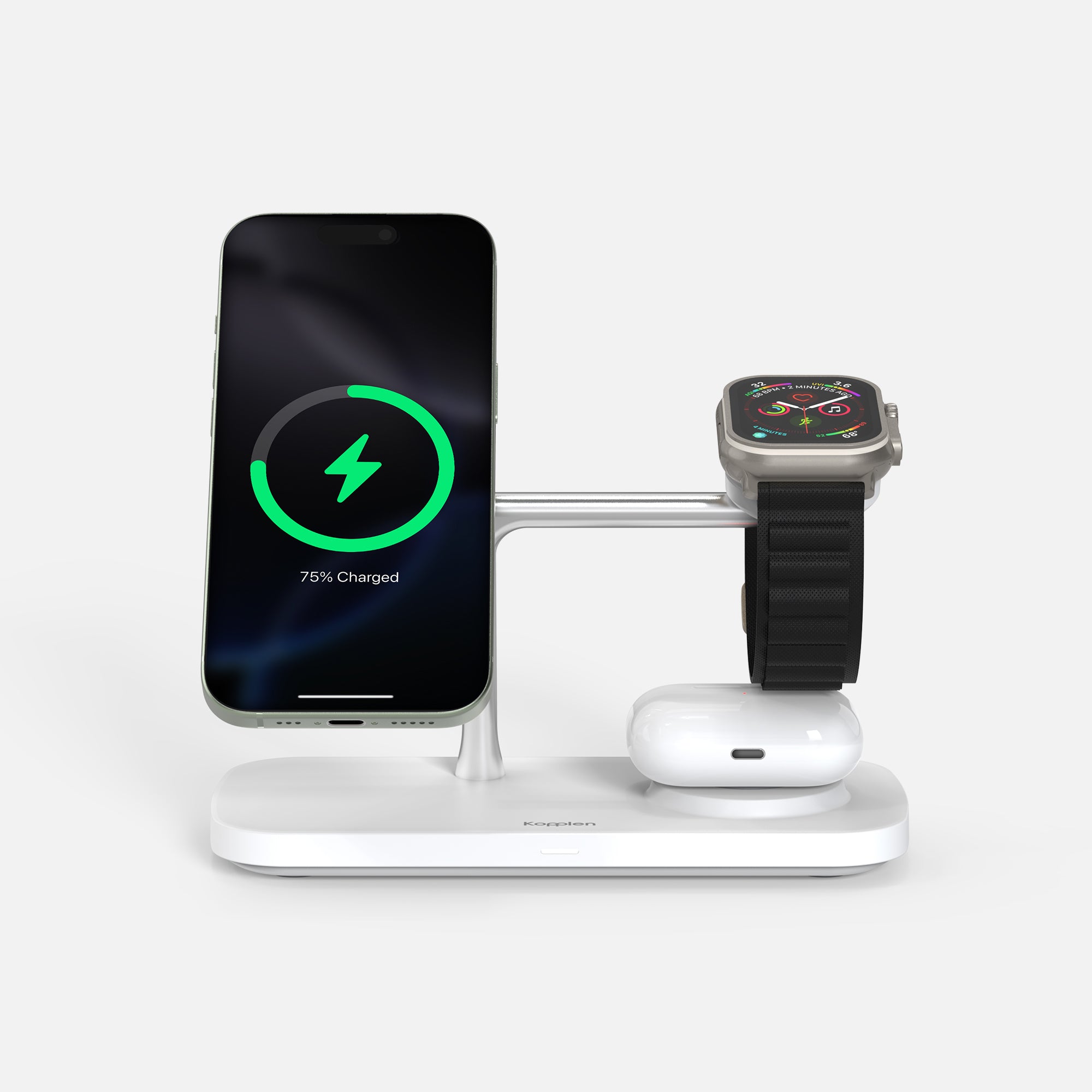 Front of charging station charging 3 products