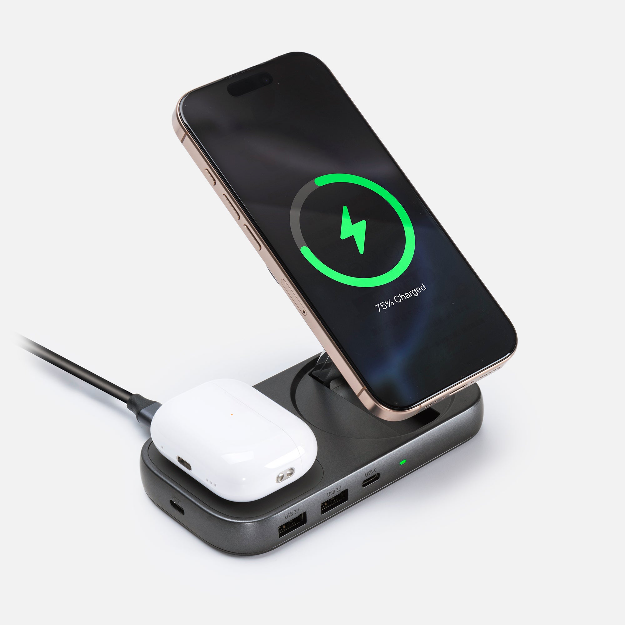 Docking Station | Wireless iPhone & AirPods Charger, Extend Display, 10Gbps, Power Delivery