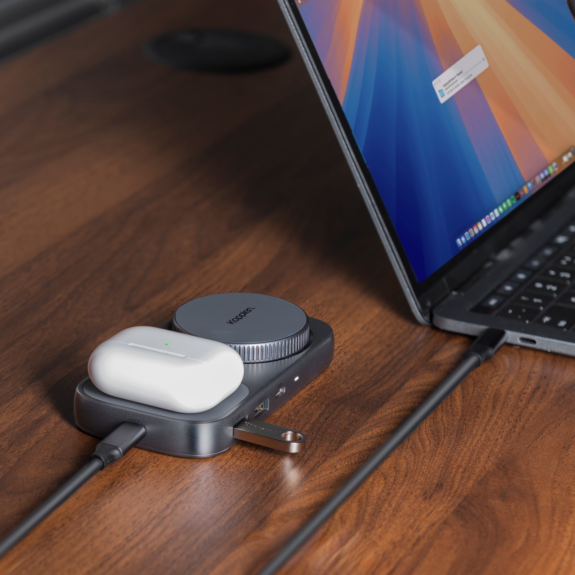 Docking Station | Wireless iPhone & AirPods Charger, Extend Display, 10Gbps, Power Delivery