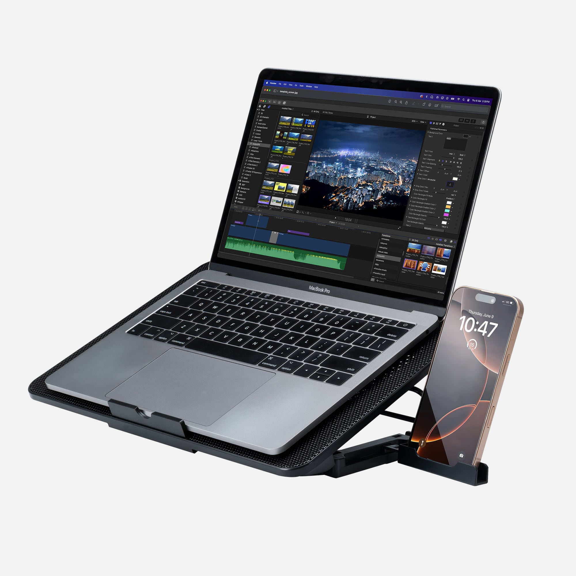 Lightweight Laptop Cooling Stand | Retractable Phone Stand