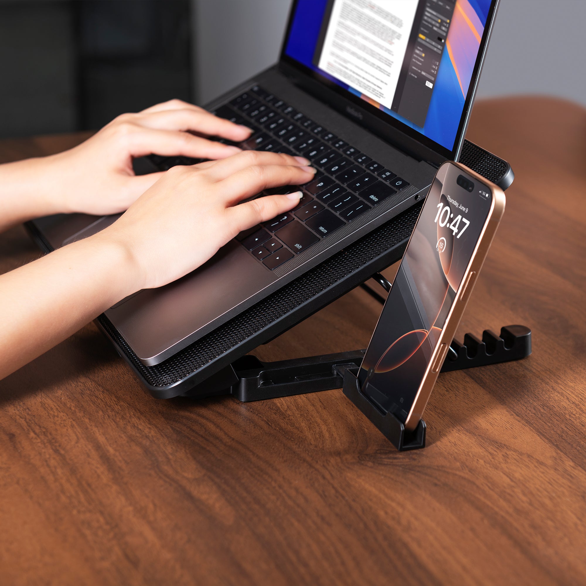 Lightweight Laptop Cooling Stand | Retractable Phone Stand