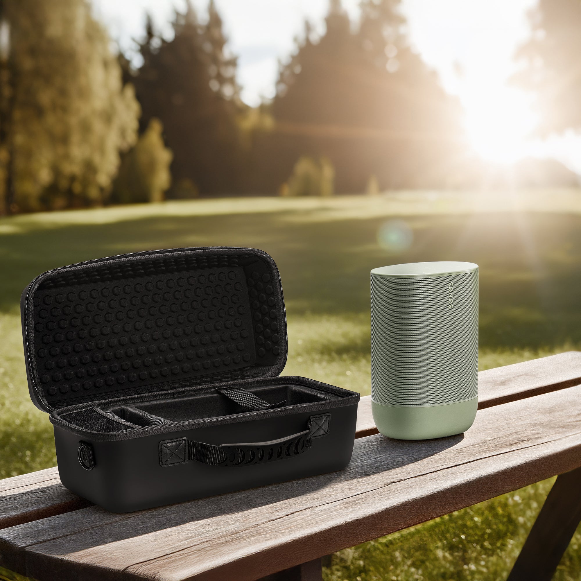 Hardshell Carry Case for Sonos Move & Charge Base | Mesh Storage Pocket
