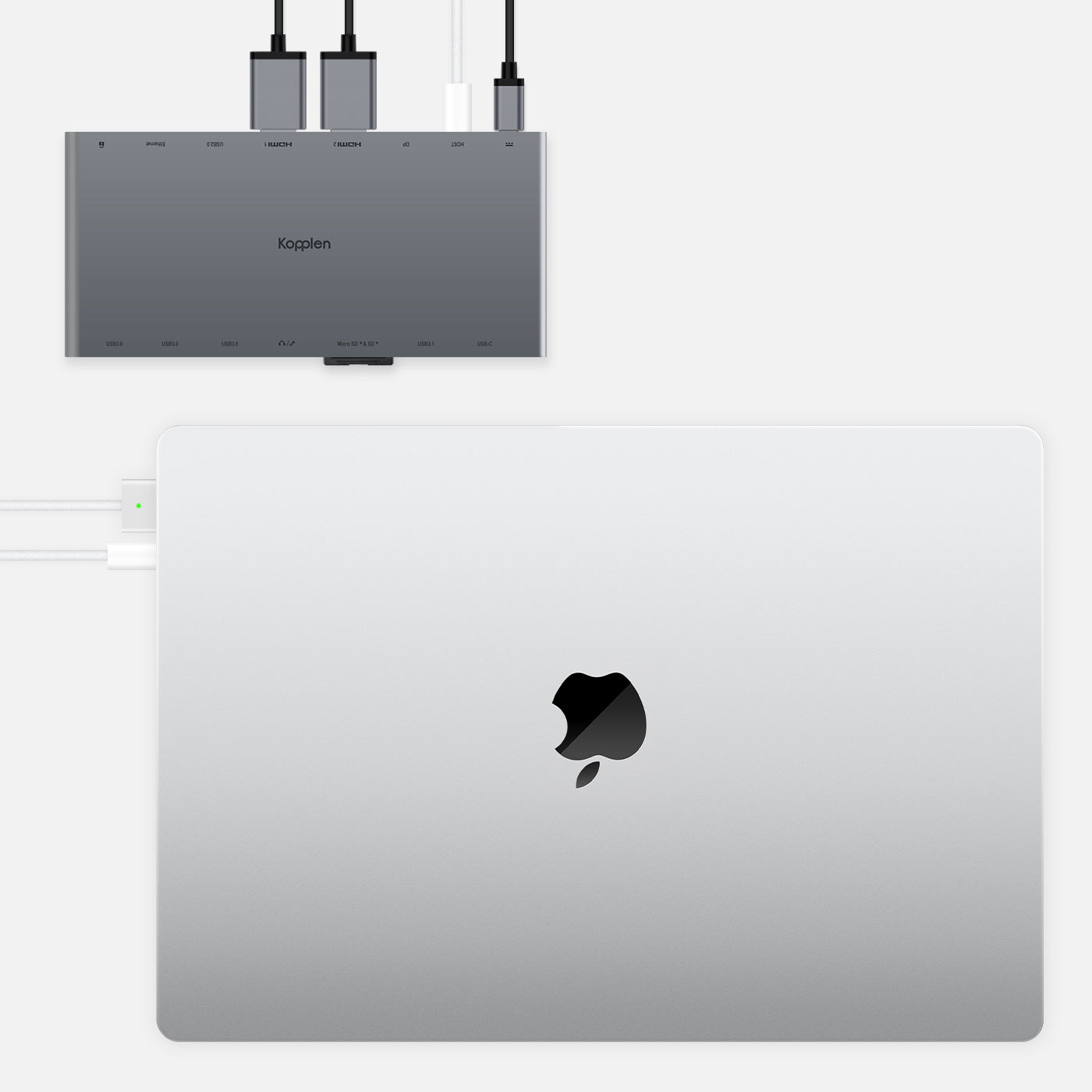 Dock plugged into MacBook