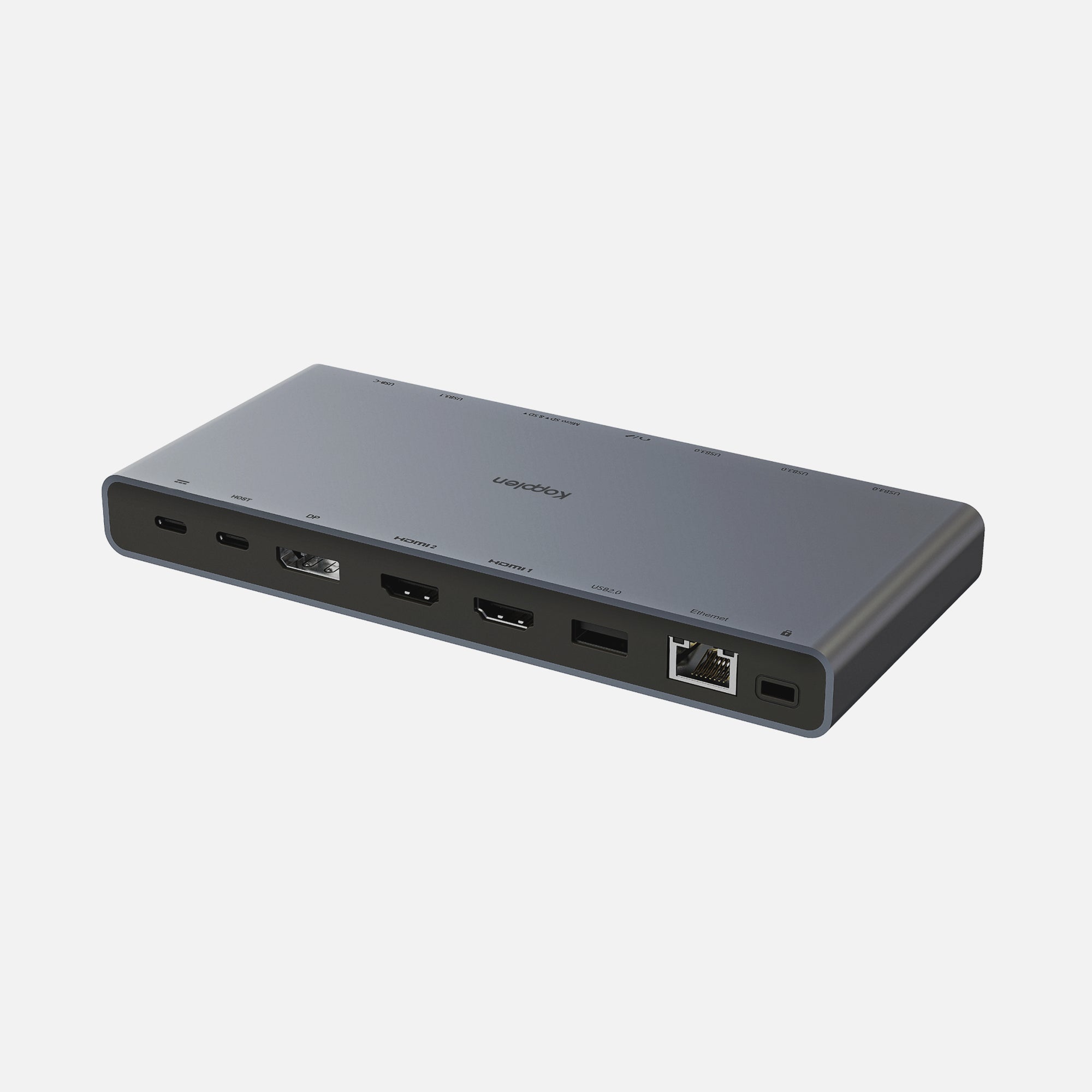 Rear quarter view of docking station