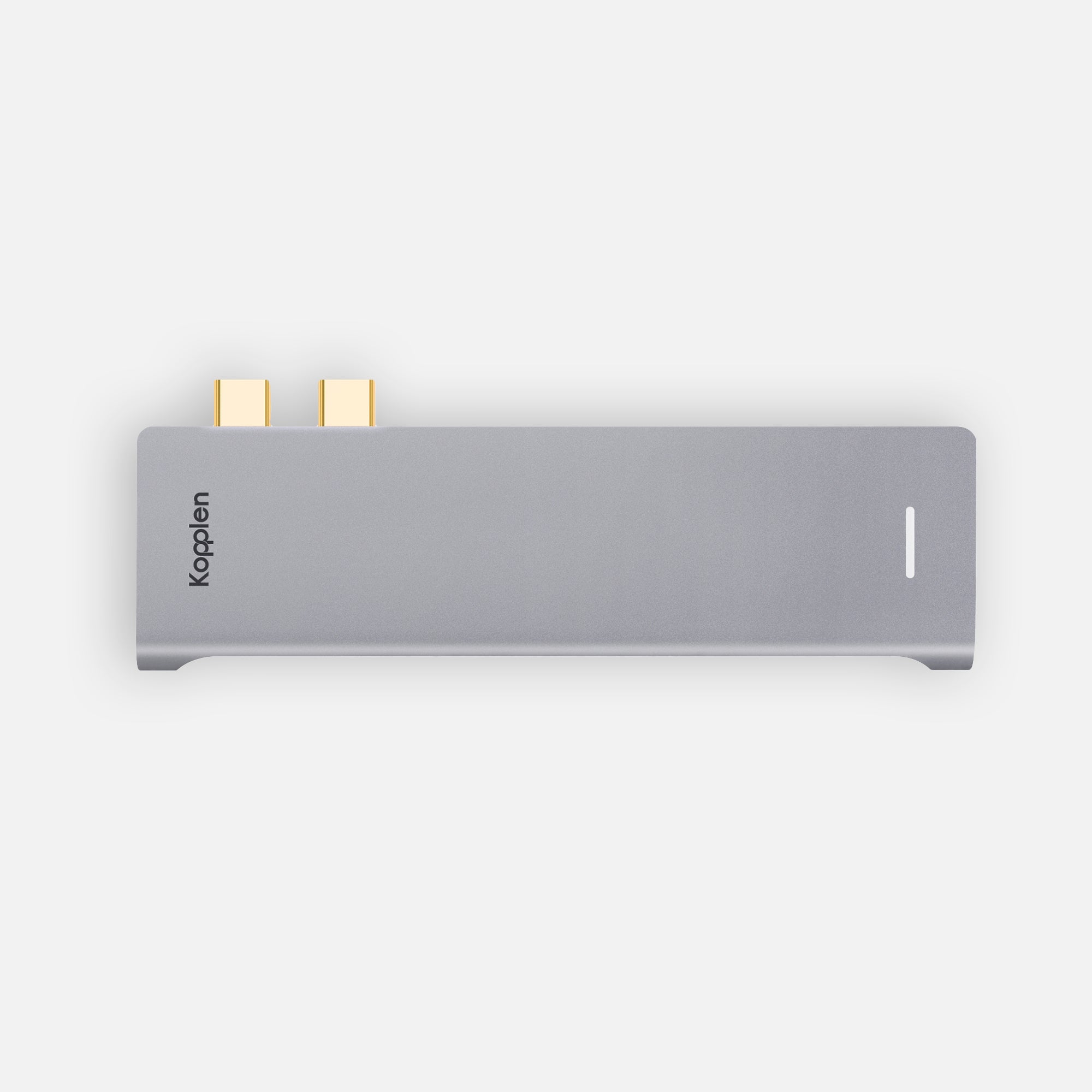 Top of hub with dual USB-C ports on the top edge