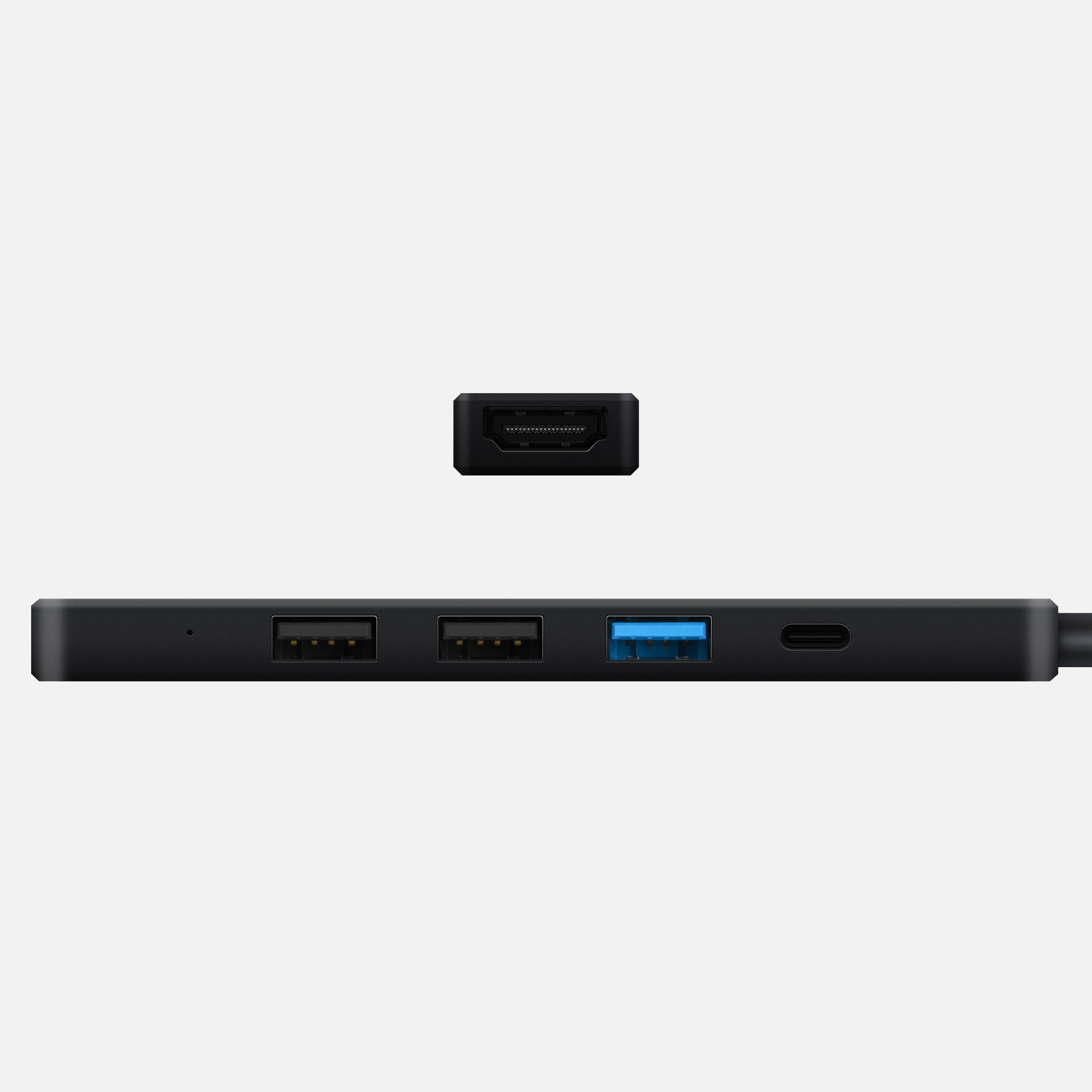 Side and end view of USB-C hub display connectivity ports