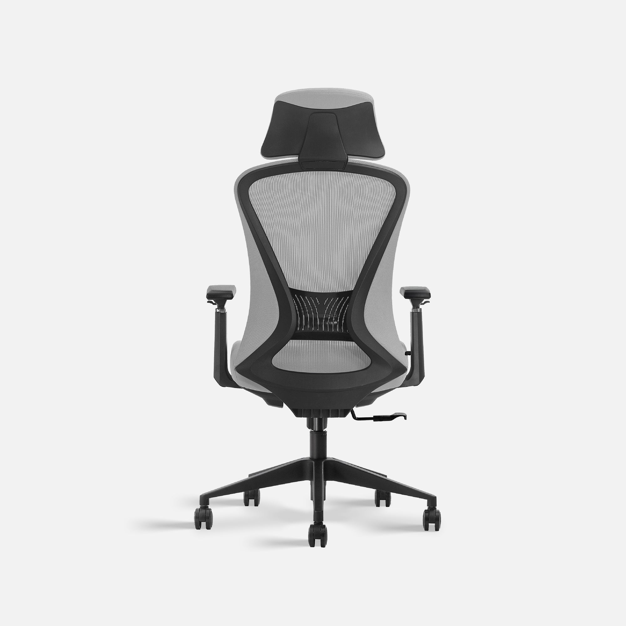 Rear of grey office chair