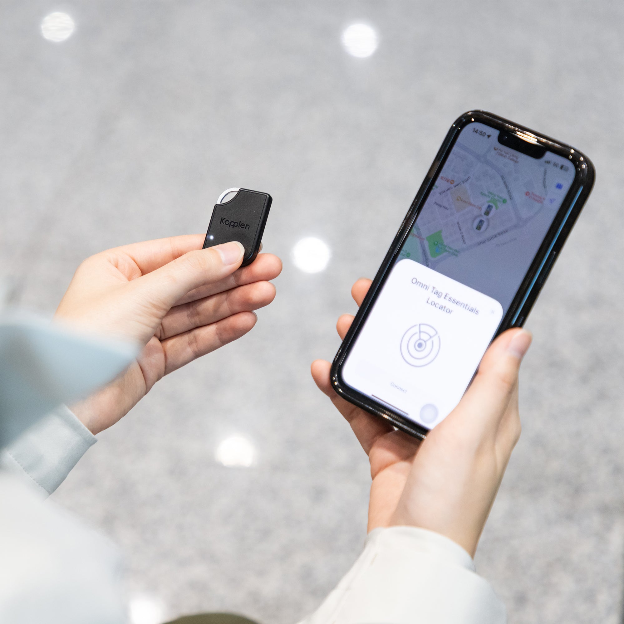 OmniTag being synced with iPhone