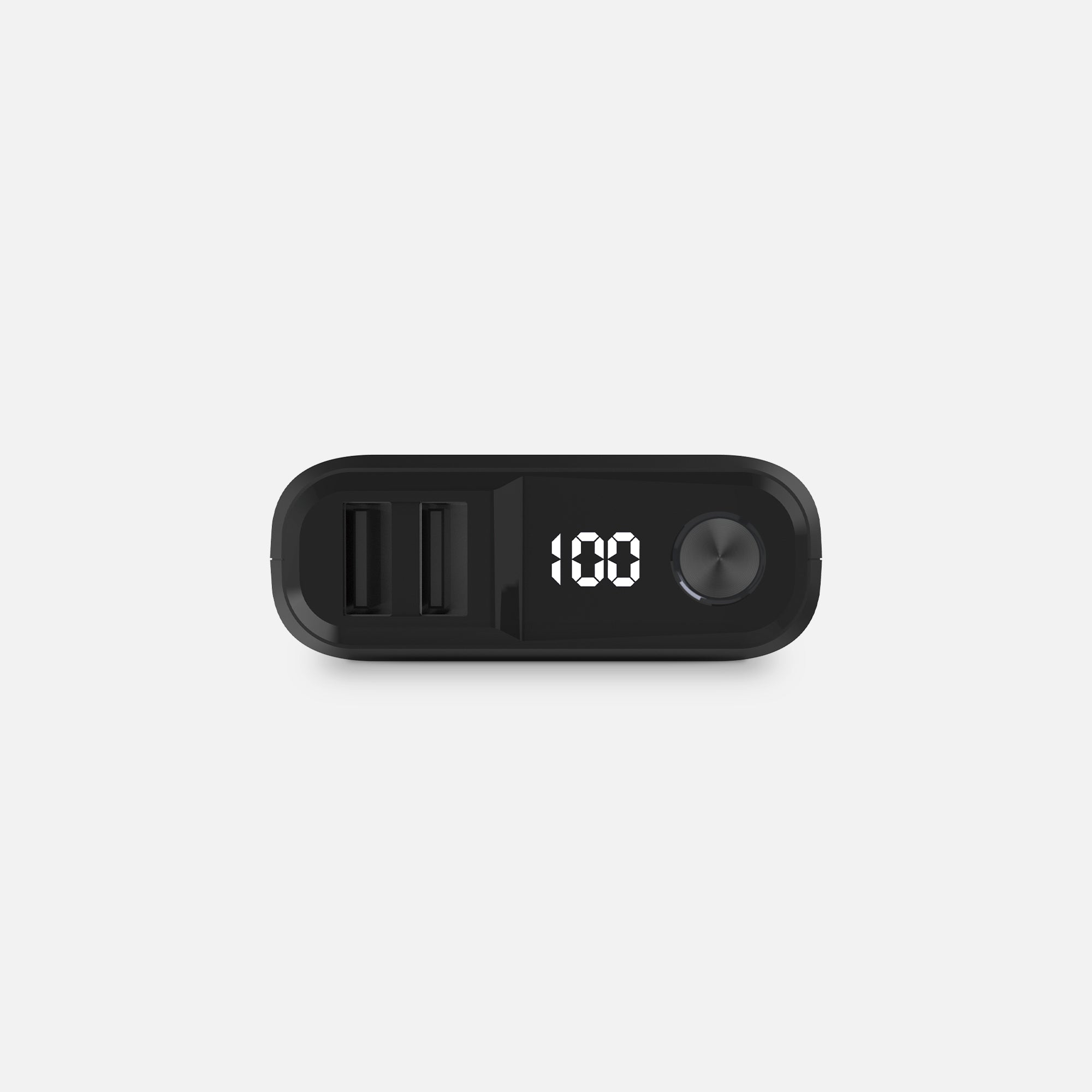 Top of power bank showing ports