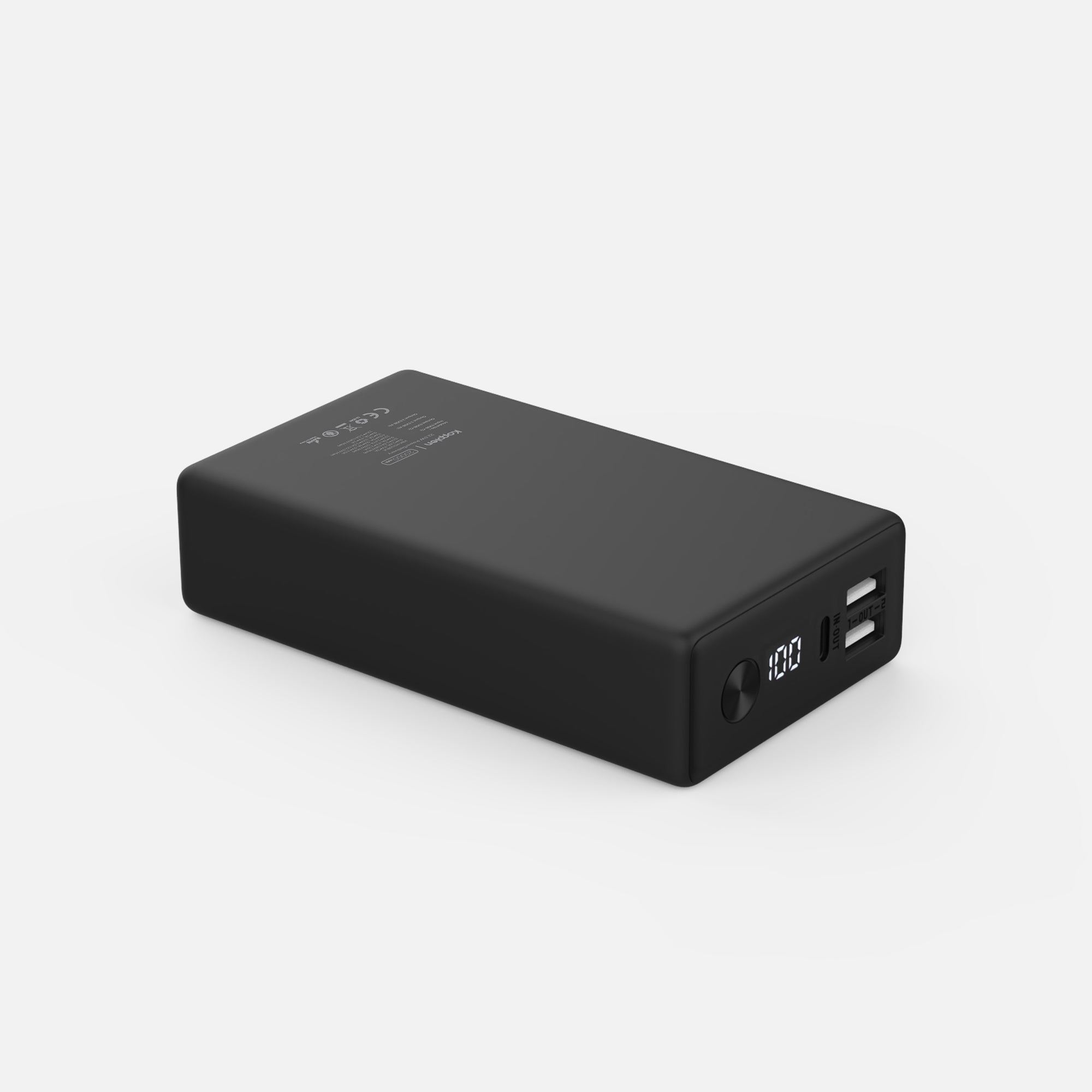 Side view of power bank laying flat down