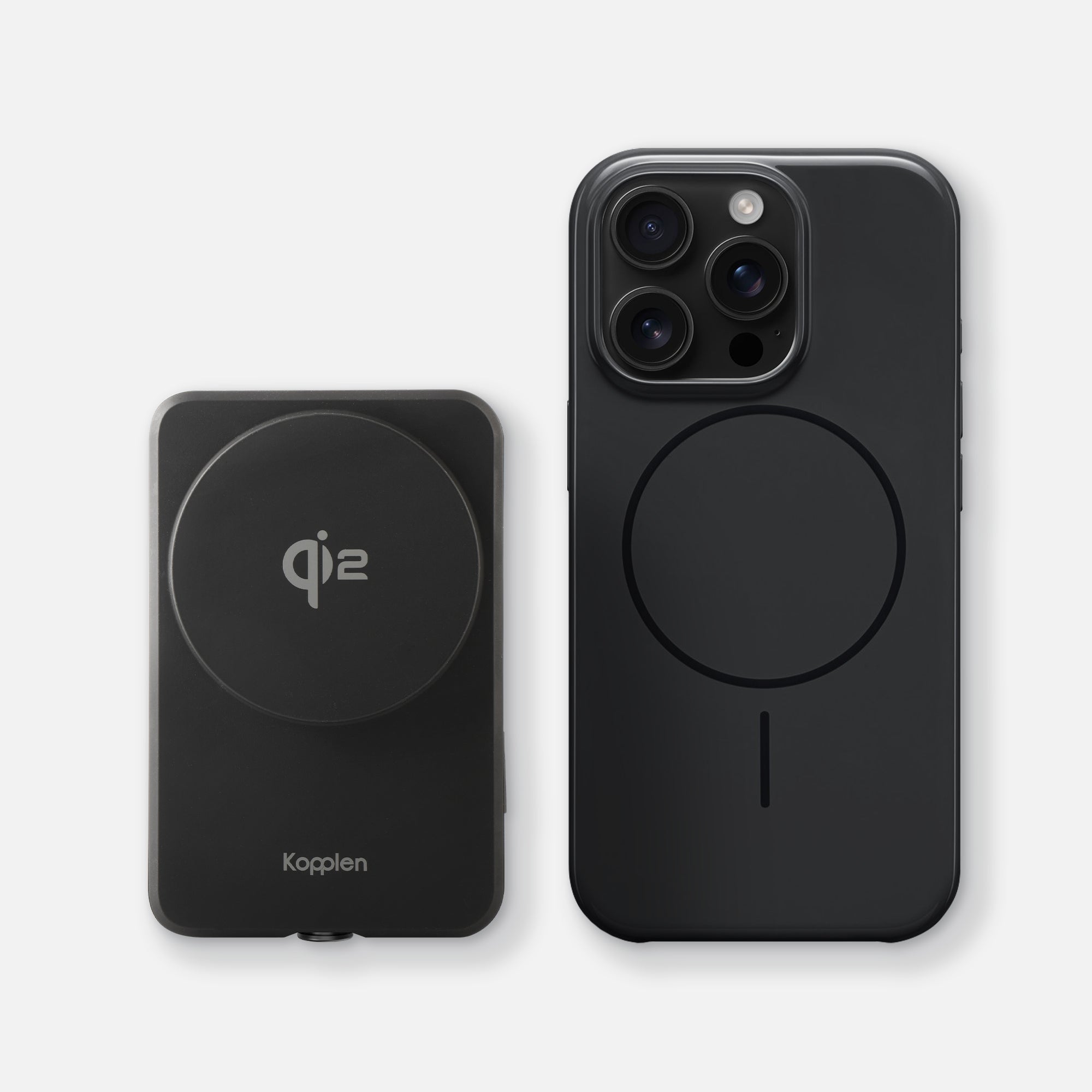 WL30 Kopplen Power Bank next to iPhone 16 Pro