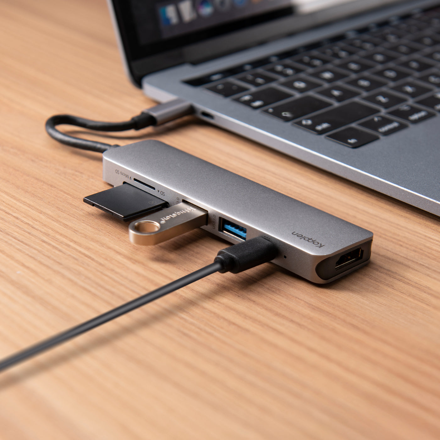 usb-c hub plugged into macbook