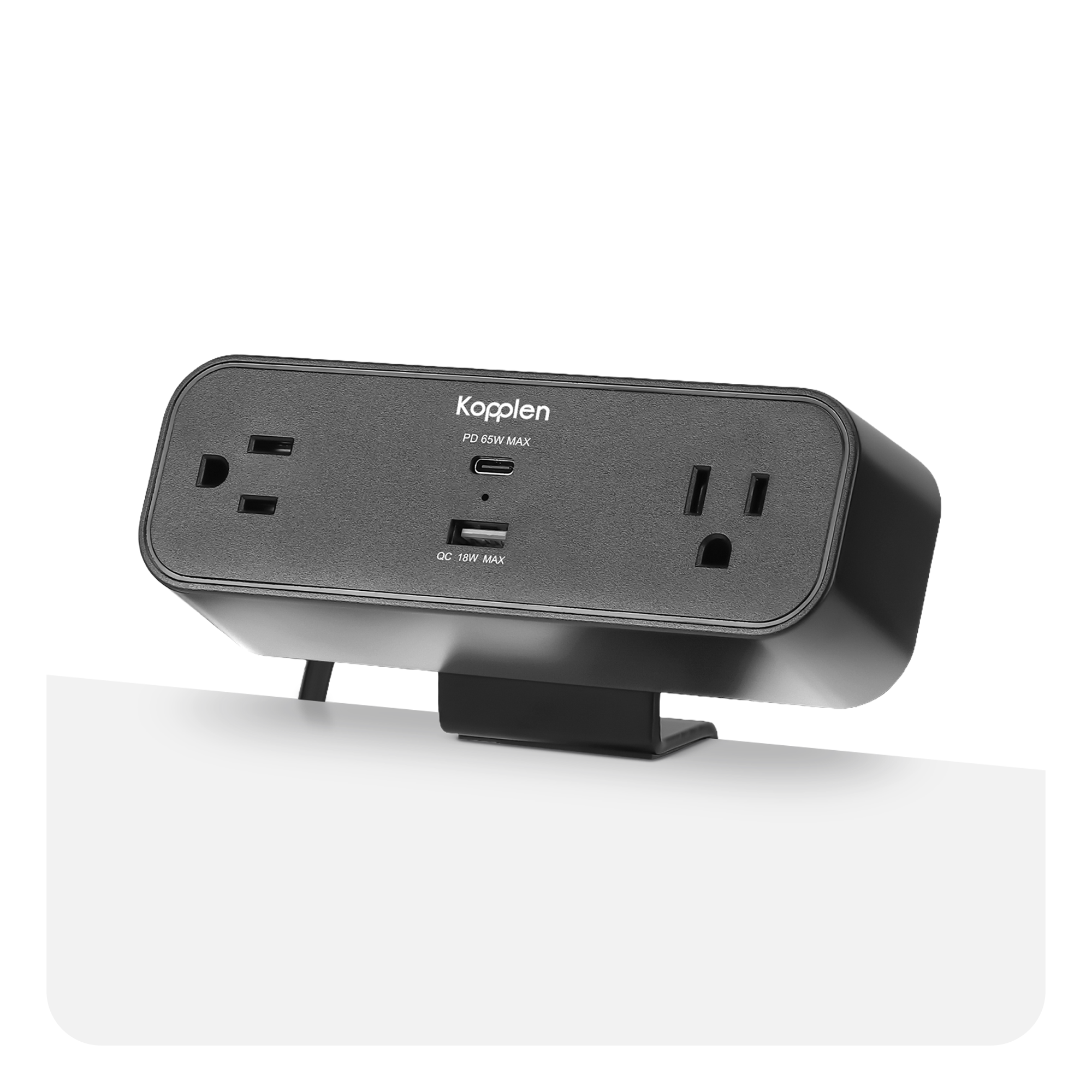 Desk Clamp-Mounted Power Strip 65W | US/CA Outlets, USB-C, USB-A