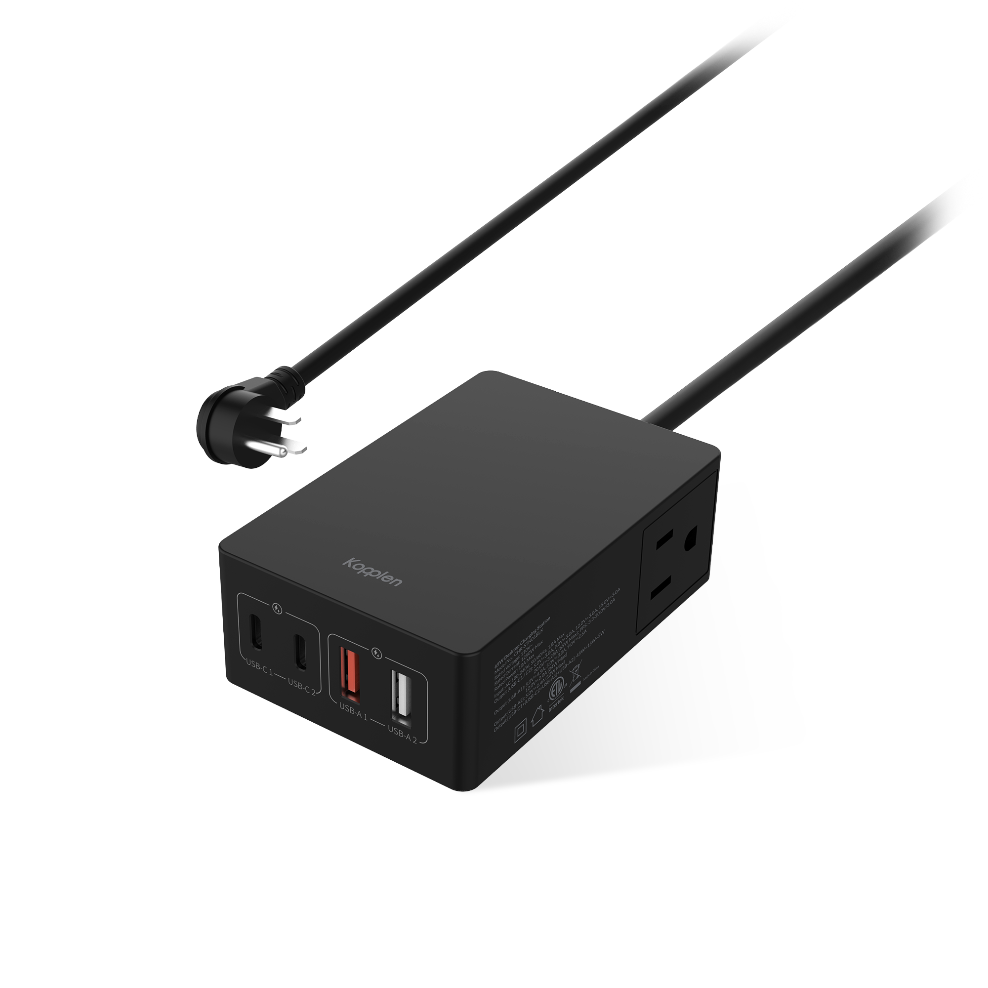 6-in-1 Power Hub 65W | US/CA Outlets, USB-C, USB-A