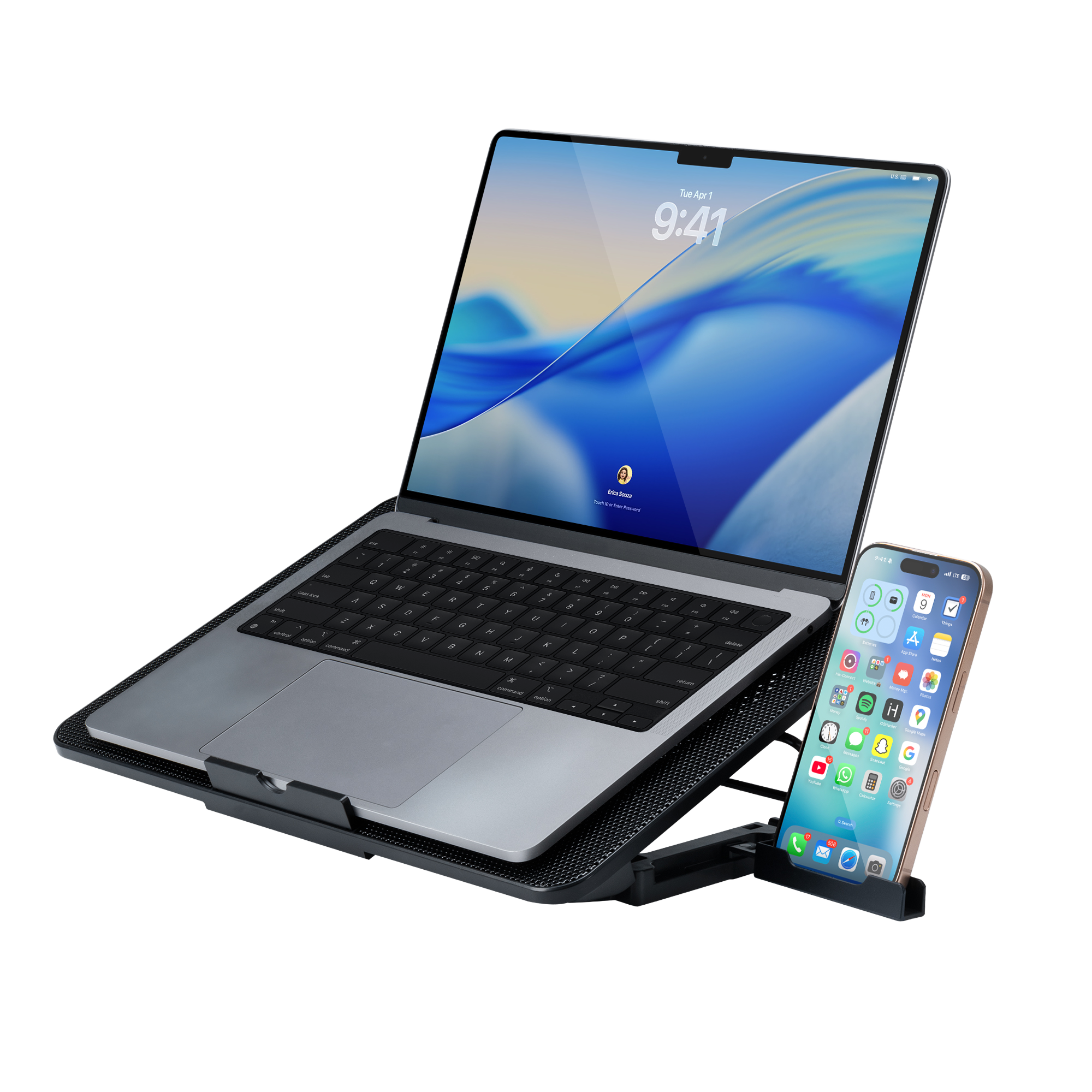 Lightweight Laptop Cooling Stand | Retractable Phone Stand