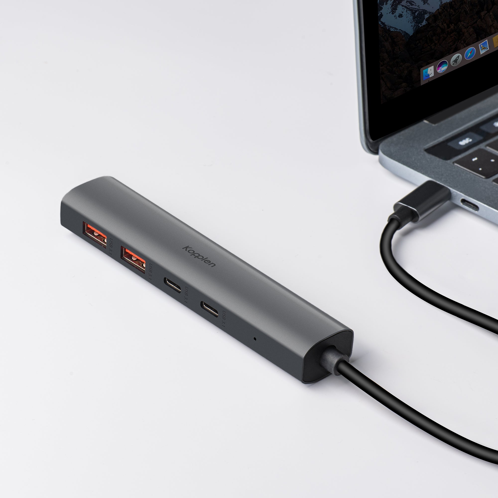 Hub plugged into MacBook Pro