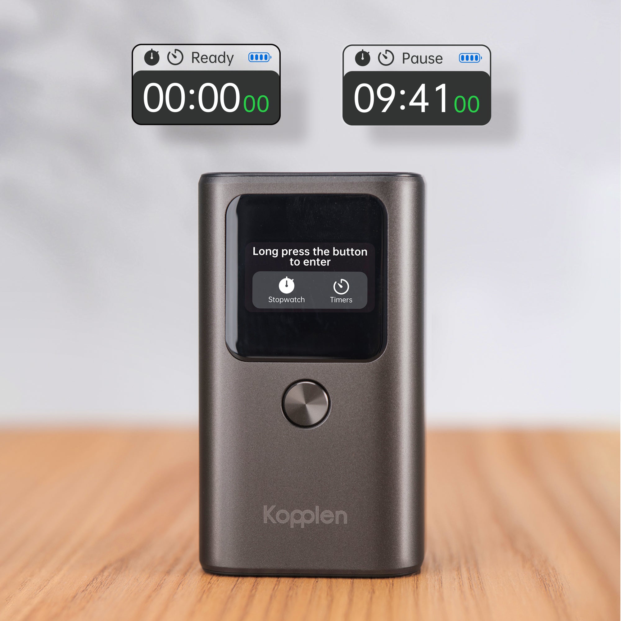 power bank with timer function screens above it