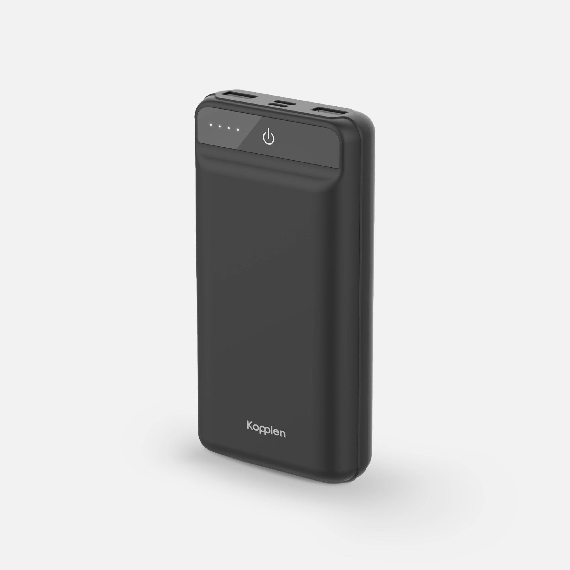 Standing, front quarter view of power bank