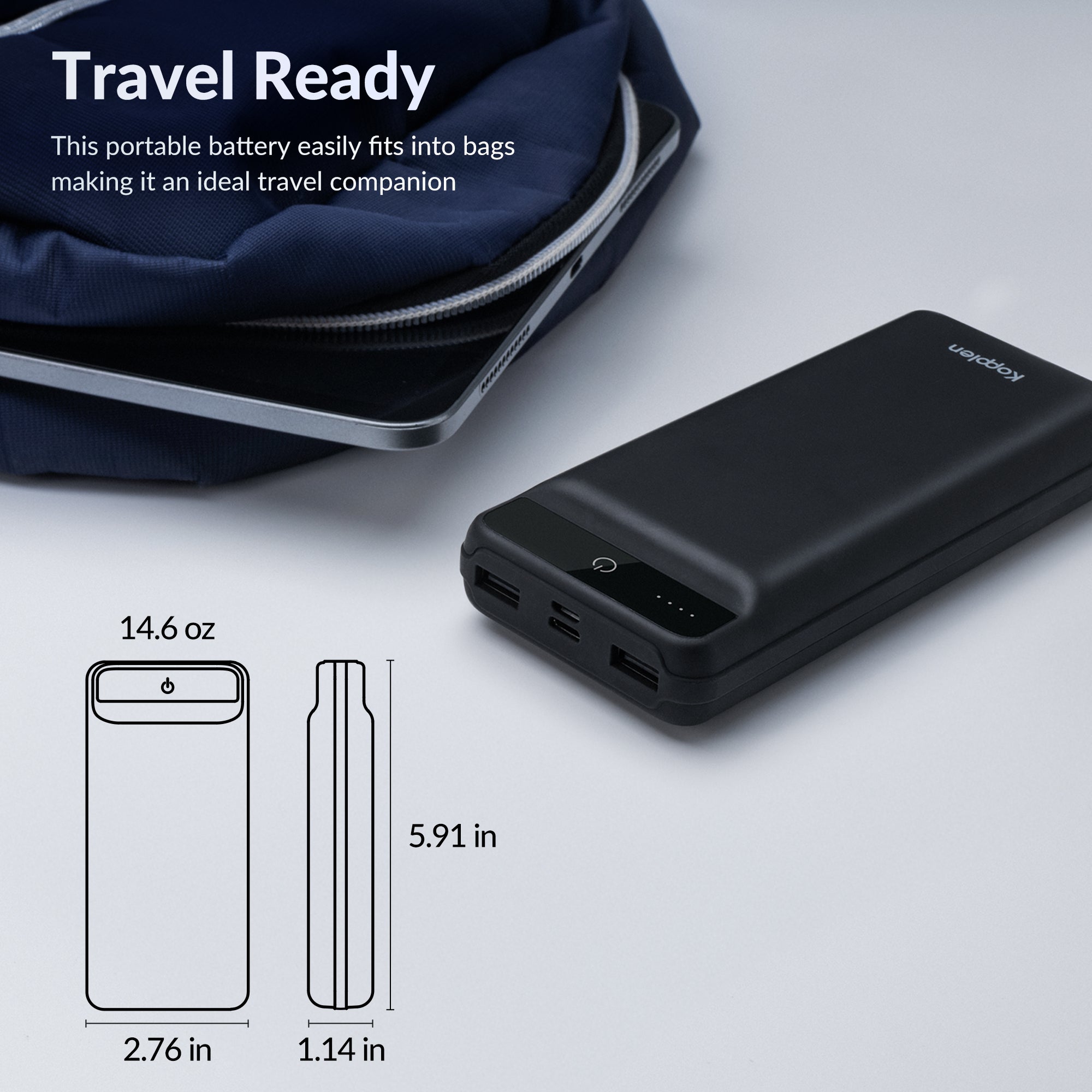Power bank next to backpack